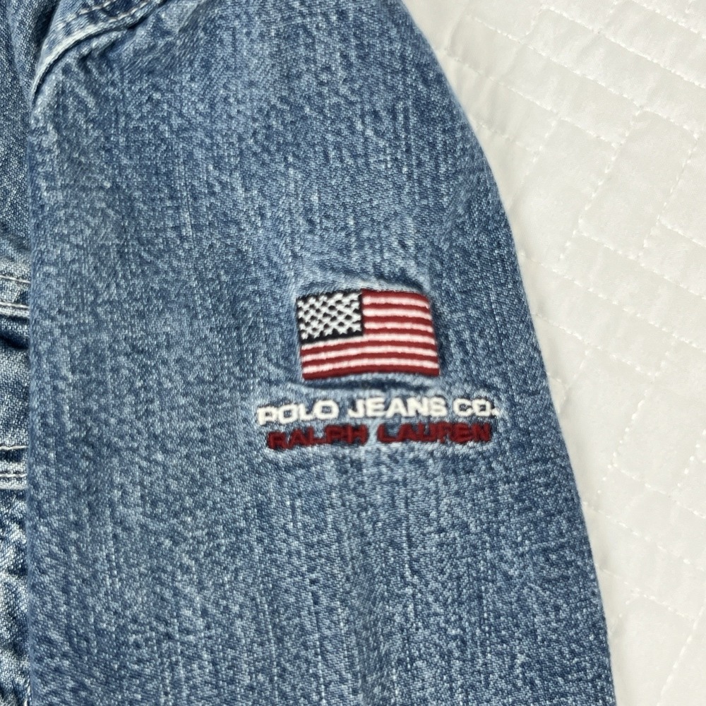 Vintage 90s Polo Jeans Co Ralph Lauren Trucker Denim Saturday Jacket Womens M - Picture 3 of 12